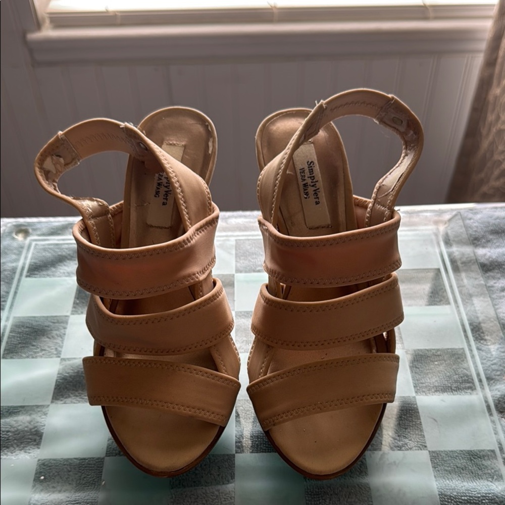 Vera Wang Stappy Tan  Spike Heels